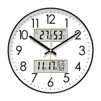 Jam Dinding Kalender Quartz Klasik Desain Still Life Set Tiga Buah untuk Ruang Tamu Modern Plastik Digital Sweep Second
