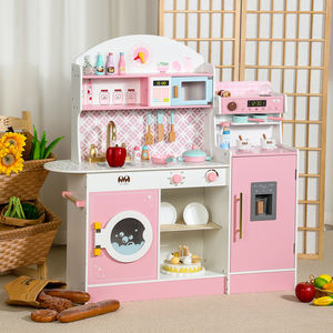 Maison de jeu pour enfants rose ensemble de jouets de <span class=keywords><strong>cuisine</strong></span> Machine à café en bois Simulation et ustensiles de <span class=keywords><strong>cuisine</strong></span> en plastique cadeau d'anniversaire pour les filles - Product Image 2