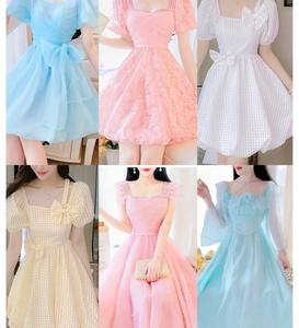 Wholesale Summer Women's French Bubble Sleeve Dress Women's Fragmented Flower Skirt Used <b>Clothes</b> - Product Image 2