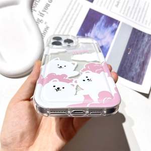 Coque de protection transparente pour iPhone 16 15 14, motif chien mignon et amusant, anti-chute, avec airbag, style coréen, prix abordable - Product Image 5