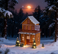 Modèle de maison de village en papier populaire 2026, maison de bonbons, magasin, décoration de Noël familiale, mini jouet de construction, cadeau très vendu, ornement