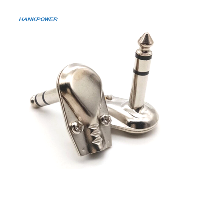 Nickel Plating Right Angle 3 Pole 6.35mm Audio Plug 1/4 TRS Stereo Jack Connector