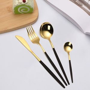 Ensemble de couverts nordiques portugais 4 pièces : 1 fourchette, 1 couteau, 2 cuillères en acier inoxydable pour steak, bœuf et plats occidentaux - Product Image 4