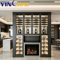 YINGHAI Armoire à vin à température constante en acier inoxydable noir avec LED pour salon, villa, bar