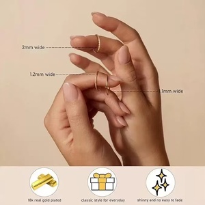 2026 New Korean Design Women's <strong>Gold</strong> Plated <strong>Dainty</strong> Stackable Thin Brass Trendy Engagement <strong>Rings</strong> Size 7 <strong>Rings</strong> for Women - Product Image 3