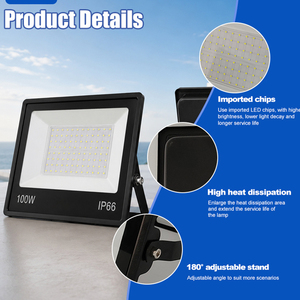 Projecteur LED extérieur étanche IP65 ultra-plat avec verre trempé, large plage de tension AC165-265V, économie d'énergie, 3000K 4000K 6000K - Product Image 2