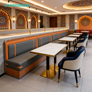 MINGMENG Restaurant Booth <b>Set</b> with PU Leather Seating Faux Marble Table Contemporary Design for Commercial Dining Spaces - Product Image 1