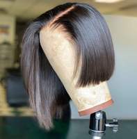 Wig Rambut Asli Peru Murah Hd Lace Frontal Wig Bob Pendek Wig Rambut Asli Lace Front Bone Straight untuk Wanita Kulit Hitam
