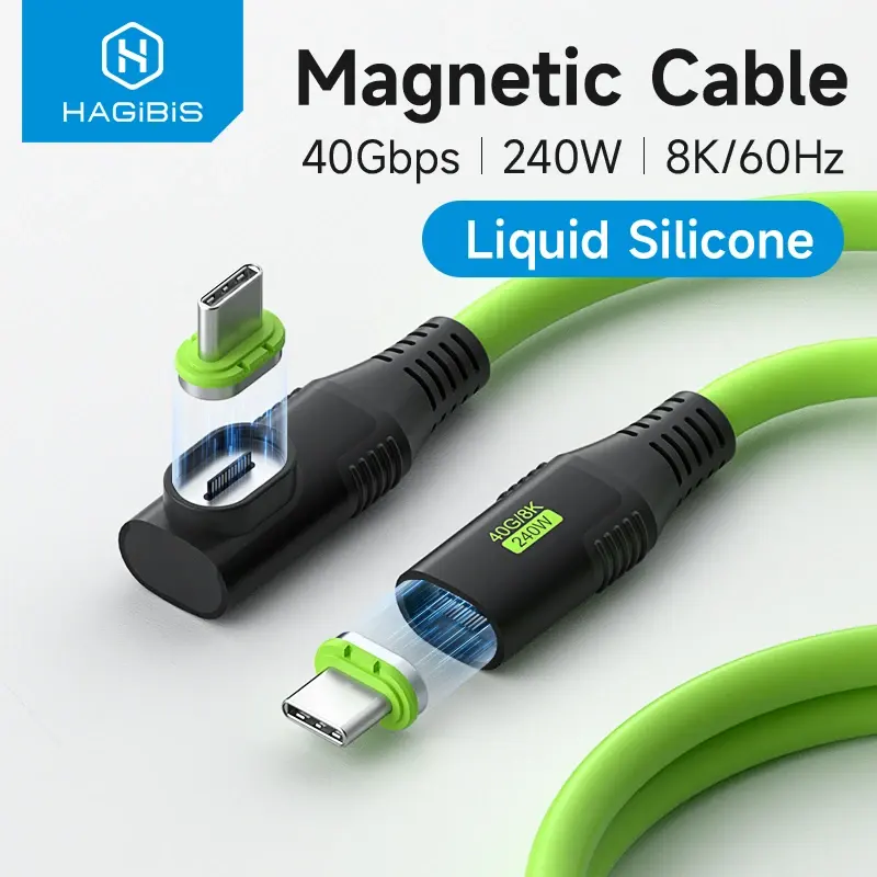 Hagibis USB C Từ Tính Nhanh Chóng Sạc Cáp Pd 240W 40Gbps Tương Thích Với Thunderbolt 4/3 Video Dây Cho Máy Tính Xách Tay iPhone 15 Máy Tính Bảng