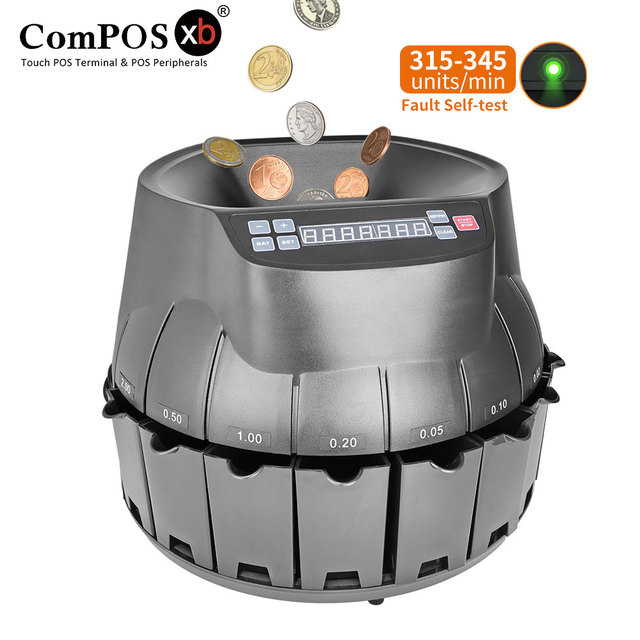 ComPOSxb Self-examination Money Counter SE9000 Count and Sort Mixed Coins with the Automatic Coin Classifier Sorting Machine