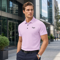 Chemise de golf pour homme en jersey 100% polyester, rose clair, classique, unie, décontractée, tricotée, séchage rapide, 200g, logo personnalisé