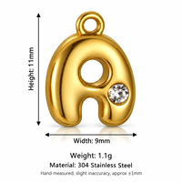 Breloques en forme de lettres bulles plaquées or 18 carats, serties de strass, pendentifs en acier inoxydable pour femmes, accessoires de fabrication de bijoux