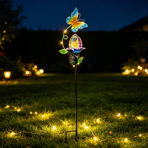 Luz Solar de Jardín con Forma de Mariposa Iridiscente, Luz de Camino Prismática Impermeable, Iluminación de Paisaje Artística de Metal, Venta al por Mayor - Product Image 2