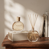 Diffuseur d'huiles essentielles rond en verre et rotin, écologique, sans alcool, parfum longue durée, 60 ml, 100 ml, couleurs personnalisables