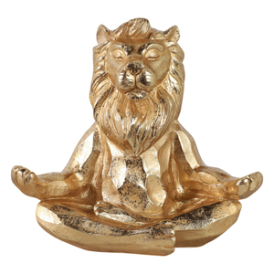Scultura di Leone in Resina per Yoga, Finitura Dorata, Ornamento Decorativo per Casa, Esposizione su Tavolino o Mensola, Decorazione per Soggiorno - Product Image 1