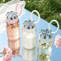 Bouteille d'eau sport en verre transparent écologique personnalisée, prix de gros, avec couvercle à vis et poignée, pour usage extérieur