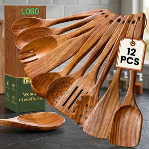 Ensemble d'ustensiles de cuisine en teck Tianzhu, 12 pièces, résistant au four, au micro-ondes et au lave-vaisselle - Product Image 4