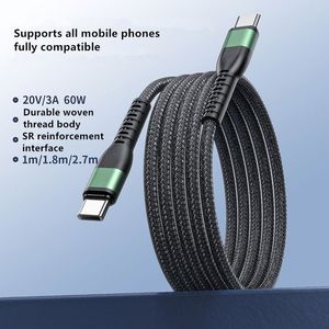 1M Braided Nylon USB C Data <b>Cable</b> Fast Charging 3A 60W Type-C to Type-C Charger <b>Cable</b> Fully Compatible Mobile Phone <b>Cable</b> - Product Image 4