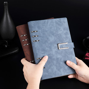 Carpeta <span class=keywords><strong>de</strong></span> anillo <span class=keywords><strong>de</strong></span> cuero PU A5, cuaderno impreso con logo personalizado, planificador suelto con hebilla magnética, venta al por mayor - Product Image 2