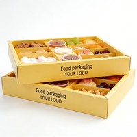 Boîte à biscuits en carton ondulé kraft biodégradable avec compartiment pour sauce, boîte rectangulaire pour biscuits au chocolat avec séparateur