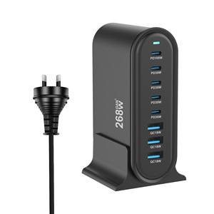 Chargeur rapide 268W GaN 3 ports <span class=keywords><strong>USB</strong></span> + <span class=keywords><strong>5</strong></span> ports Type-C 100W avec QC4.0 & PD30W, adaptateur de bureau (matériau ignifuge pour PC) - Product Image 6