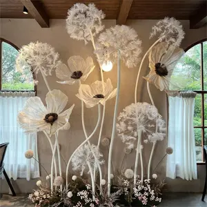 J-331手作りの白い色の巨大な紙タンポポの花結婚式の装飾紙の花パーティーの装飾ウィンドウディスプレイ