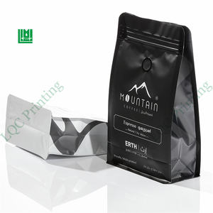 कस्टम बॉक्स नीचे थैली काले जिपर गैस वाल्व के साथ क्राफ्ट पेपर कॉफी बीन्स बैग 250g - Product Image 1
