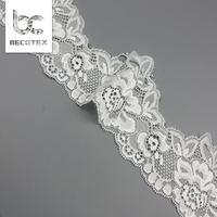Dentelle pour vêtement 8cm, bordure en nylon blanche extensible, tissu floral, vente en gros, 1 pièce