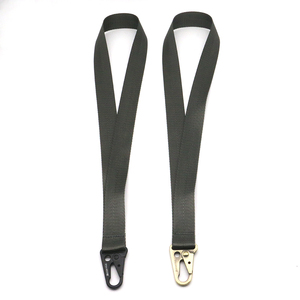 Free Sample High Quality Nylon Zinc Alloy Buckle Hook Outdoor Green Blank Plain Neck Cross Body Climbing Keychain Lanyard