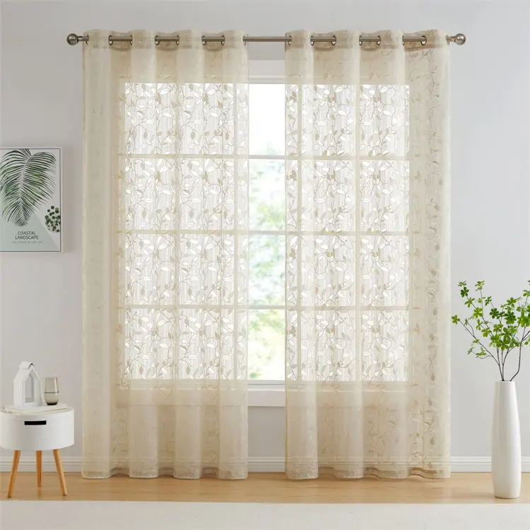 European Style Home Curtain Embroidered Luxury Sheer Cortinas For Bedroom Window