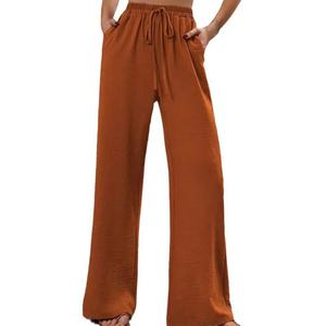 Pantalon Harem Noir Ample et Léger pour Femme, Taille Élastique Anti-Plis, Couleur Unie, Longueur Cheville, Idéal pour le Quotidien – Fabrication OEM Personnalisée - Product Image 3