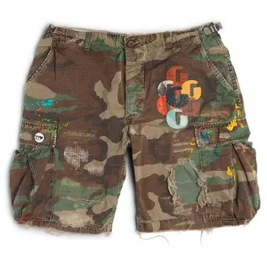 Custom Logo Mens Oversized Pockets Cotton Shorts Workout Camouflage Men Comfortable Cargo Shorts For Men