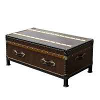 Table basse de style français vintage, table d'appoint chic industrielle, table à thé en bois antique pour la décoration de salon de café de luxe