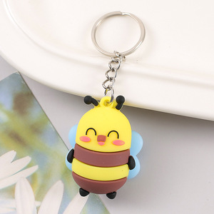 Porte-clés en PVC souple 3D en forme d'insecte animal, libellule, abeille, chenille mignonne, reptile, pendentif, cadeau pour femme, porte-clés - Product Image 4