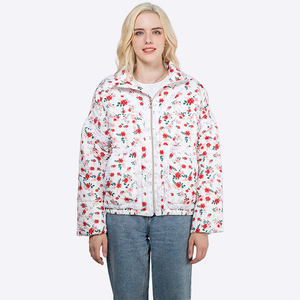 <span class=keywords><strong>Manteau</strong></span> en coton matelassé avec dentelle pour femmes Veste bouffante <span class=keywords><strong>Manteau</strong></span> d'hiver pour femmes Col montant Manteaux à imprimé floral - Product Image 2