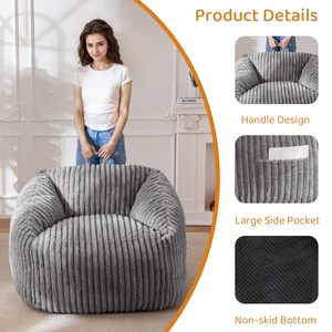 Современный настраиваемый тканевый диван-мешок для взрослых для гостиной, удобный, с ярким дизайном и боковым карманом для хранения - Product Image 4