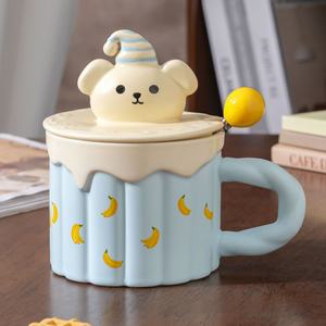 Cups for home use, drinking water in the office, <b>mugs</b> with lids, ceramic cups, birthday gifts - Product Image 1