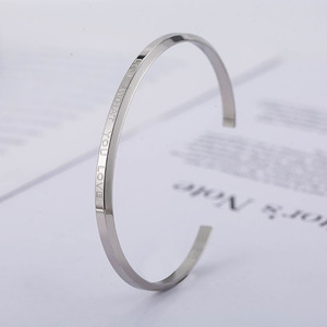 yunnique Titanium Steel Cuff <b>Bracelet</b> Engraved Live What You <b>Love</b> Geometric Open Design Unisex Jewelry Gift - Product Image 4