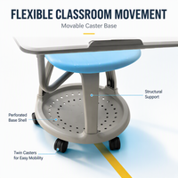 Chaise ergonomique mobile en plastique pour salle de classe et salle de formation, avec plateau, tablette d'écriture et porte-gobelet, OEM ODM