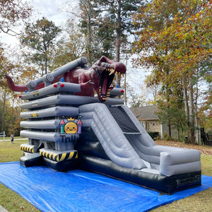 Location de <span class=keywords><strong>garde</strong></span> du <span class=keywords><strong>corps</strong></span> de fête château plein d'entrain gonflable château sautant sur le thème des dinosaures en tissu imperméable PVC personnalisé - Product Image 4