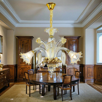 Lustre de Murano moderne en verre fait à la main or clair fleur décor intérieur pour Villa petite lampe suspendue