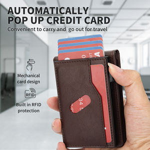 กระเป๋าสตางค์ผู้ชายแบบบางพิเศษ หนัง PU ป้องกัน RFID พร้อมชิปติดตาม GPS  ที่ใส่บัตรโลหะอะลูมิเนียมแบบแม่เหล็กถอดได้ - Product Image 4