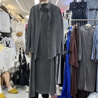 Robe en jean rétro de style européen pour femme, ensemble deux pièces d'été à col rond décontracté et coupe ample, idéal pour la superposition