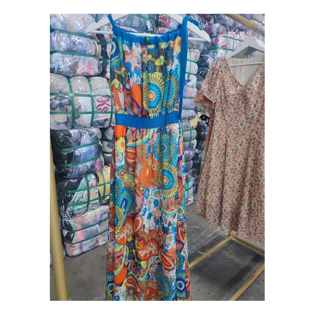 Factory Outlet Ladies Used Clothing Ladies Floral Dress For Summer Fashion Second Hand Clothes