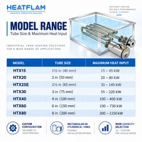 Brûleur tubulaire HTX25E pour chaudière, haute efficacité, compact, chauffe les liquides, brûleur à tirage induit pour réservoirs de trempage de finition métallique