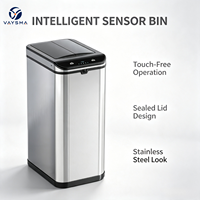 Poubelle intelligente à induction 20L avec capteur intérieur/extérieur, couvercle en PP, acier inoxydable pour bureau/maison