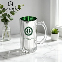 Chopes à bière personnalisées en verre classique avec poignée, grandes, épaisses et robustes, colorées, électroplaquées, pour boissons, verrerie à bière pour bar, cadeau