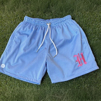 Shorts de basket-ball personnalisés avec logo, sublimation, broderie couleur, logo, au-dessus du genou, 5 pouces, pour hommes, respirants, en mesh