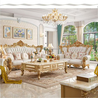 Ensemble de canapés sectionnels en tissu de style antique européen, meubles de maison traditionnels avec lit en cuir pour appartement