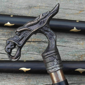 ของตกแต่งบ้านด้ามจับรูปมังกรไม้ขัดเงาทำมือสไตล์วินเทจพร้อมลวดลายธรรมชาติ - Product Image 1